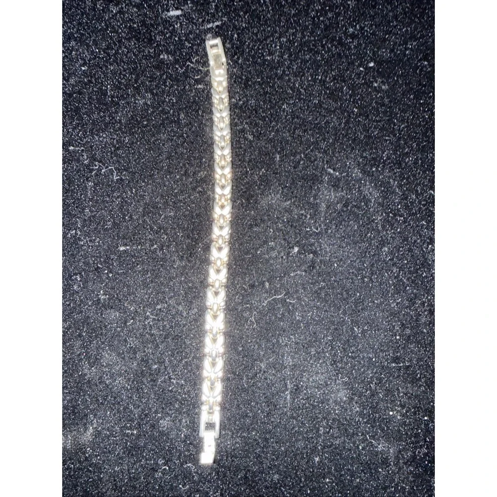 Two Toned Stainless SteelSecurity Clasp Bracelet Link Looks Like Watch Band 4918